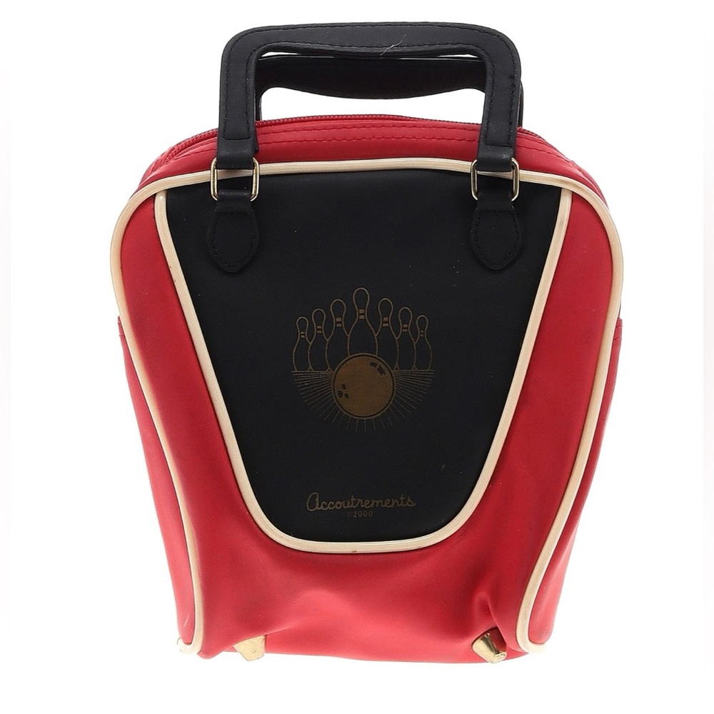 Y2K Accoutrements Vintage Mini Bowling Ball Bag Purse Pins Red Black Retro 2000
